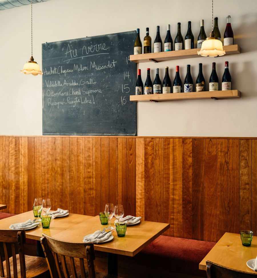 Chalkboard inside a restaurant